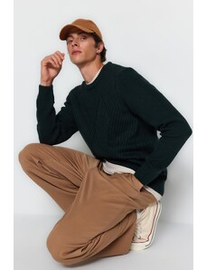 Trendyol Men's Green Regular Fit Crew Neck Patterned Anti-pilling Knitwear Sweater