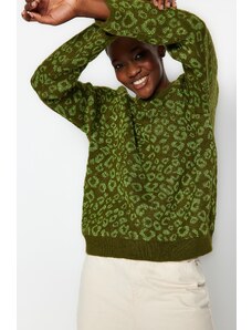 Trendyol Khaki široký střih stříbřitě měkký texturovaný pletený svetr