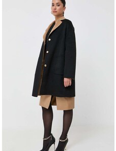 Oboustranný vlněný kabát Liu Jo černá barva