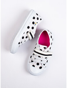 Shelvt White girls' polka dot sneakers 3F