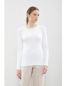 Bílé tričko s dlouhým rukávem Peserico