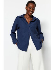 Trendyol Navy Blue Oversize/Wide Cut Woven Shirt