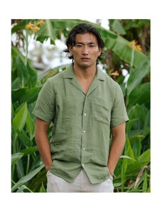 Magic Linen Lehká pánská lněná košile HAWI s krátkým rukávem v lesní zelené Velikost: M