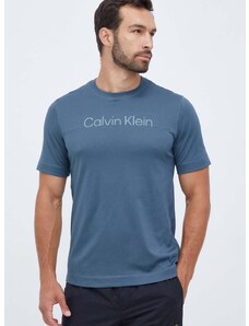 Tréninkové tričko Calvin Klein Performance šedá barva, s potiskem