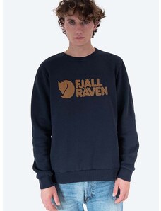 Bavlněná mikina Fjallraven Logo Sweater pánská, tmavomodrá barva, s aplikací, F84144