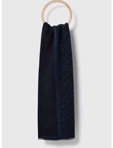 Bavlněný šátek Tommy Hilfiger tmavomodrá barva, vzorovaný