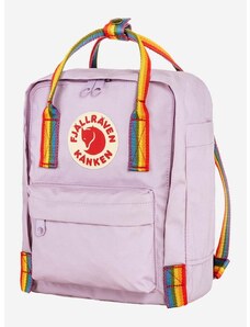 Batoh Fjallraven Kanken Rainbow Mini fialová barva, malý, s aplikací, F23510