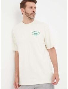 Bavlněné tričko Fila béžová barva