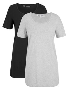 bonprix Základní dlouhé tričko (2 ks v balení) Černá