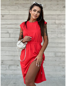Fashionhunters Červené ležérní šaty MAYFLIES s kulatým výstřihem