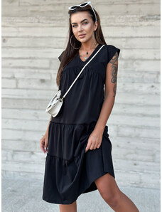 Fashionhunters Černé volné volánové šaty MAYFLIES