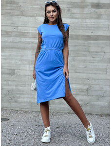 Fashionhunters Modré ležérní šaty MAYFLIES s rozparkem
