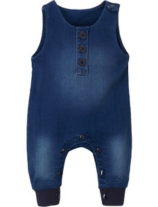 bonprix Baby mikinový overal v džínovém vzhledu Modrá