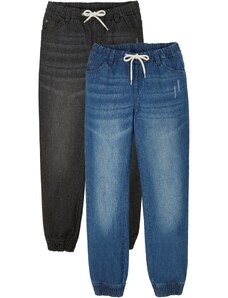 bonprix Kalhoty bez zapínání, pro chlapce (2 ks v balení) Modrá