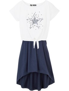 bonprix Dívčí tričko a šaty (2dílná souprava), organická bavlna Modrá