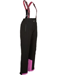 bonprix Funkční termo kalhoty s odnímatelnými šlemi, vodě odolné, Straight Černá