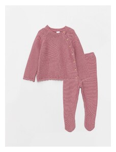 LC Waikiki Crew Neck Long Sleeved Basic Baby Girl Knitwear Sweater and Pants 2-Pair Set