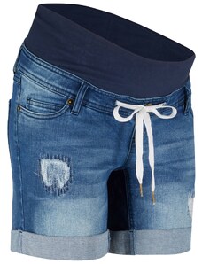 bonprix Těhotenské džínové šortky se šňůrkou Modrá