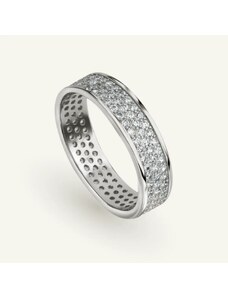 SilveAmo Stříbrný prsten s bílými zirkony ve třech řadách - obvod 55
