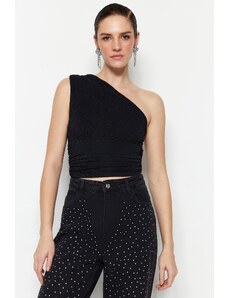 Trendyol Black Crop Lined Knitted Shiny Bustier