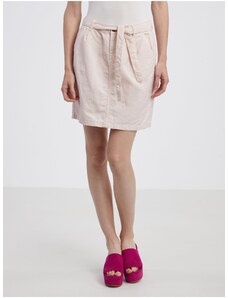 Světle růžová dámská džínová sukně s příměsí lnu CAMAIEU - Dámské