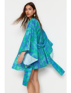 Trendyol Abstract Patterned Belted Mini Woven Kimono & Kaftan