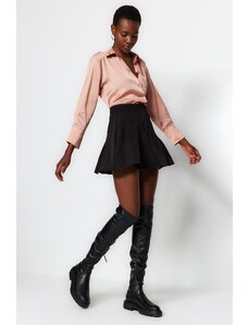 Trendyol Black Woven Pleat Detail Short Skirt