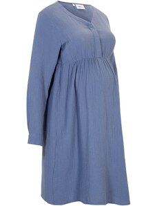 bonprix Těhotenské/kojicí šaty z mušelínu Modrá