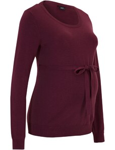 bonprix Těhotenský svetr ze 100% bavlny, se zavazovacím páskem Fialová