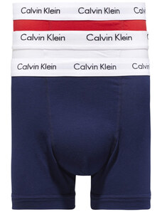 Pánské trenky 3 Pack Trunks Cotton Stretch 0000U2662GI03 bílá/červená/modrá - Calvin Klein