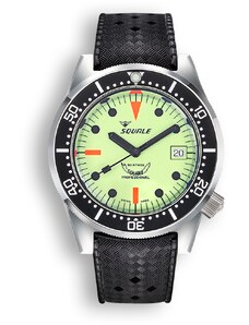 Squale Watches Stříbrné pánské hodinky Squale s gumovým páskem 1521 Full Luminous - Silver 42MM Automatic