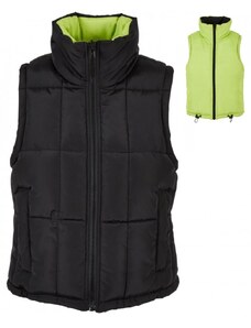 URBAN CLASSICS Ladies Reversible Cropped Puffer Vest - black/frozenyellow