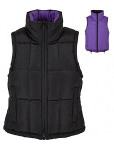 URBAN CLASSICS Ladies Reversible Cropped Puffer Vest - black/realviolet