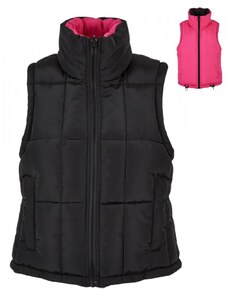 URBAN CLASSICS Ladies Reversible Cropped Puffer Vest - black/fuchsia