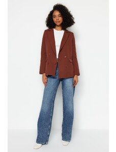 Trendyol Brown Regular Lined Double Breasted Closure Woven Blazer Jacket