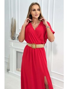 Kesi Dlouhé šaty s ozdobným páskem červené barvy