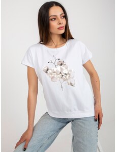 Fashionhunters RUE PARIS bílé tričko s krátkým rukávem a potiskem
