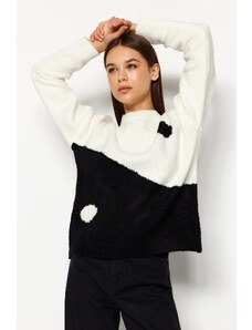 Trendyol Ecru Boucle Měkký strukturovaný pletený svetr