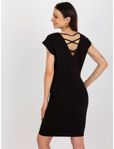 Fashionhunters Černé teplákové šaty s kapsami od OCH BELLA