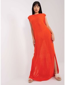 Fashionhunters Oranžové pletené šaty vestového střihu