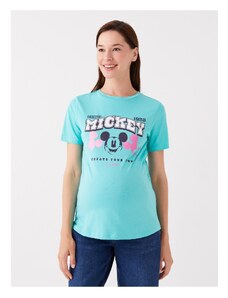LC Waikiki Crew Neck Mickey Mouse Printed Short Sleeve Maternity T-Shirt