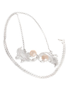 Klára Bílá Jewellery Dámský dvojitý náhrdelník Barok s perlou 40-45cm, Stříbro 925/1000