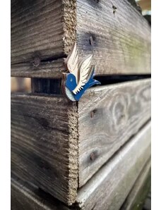 BeWooden Dřevěná brož "BLUE BIRD"