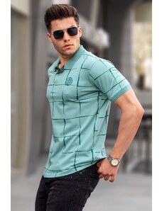 Madmext Mint Green Patterned Polo Neck T-Shirt 5887