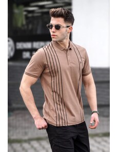 Madmext Men's Polo Collar Brown T-Shirt 5822