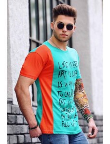 Madmext Printed Turquoise T-Shirt 3020