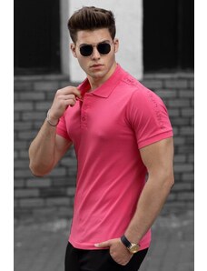 Madmext Shoulder Print Men's Powder Polo T-Shirt 4585