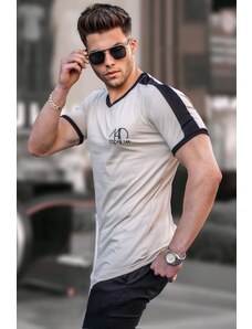 Madmext Men's Printed Beige T-Shirt 4472