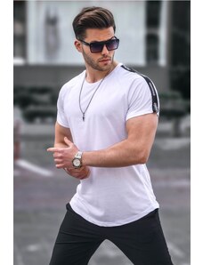 Madmext White Sleeve Detailed Men's Regular Fit T-Shirt 4633