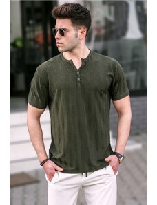 Madmext Men's Khaki Buttoned T-Shirt 5831